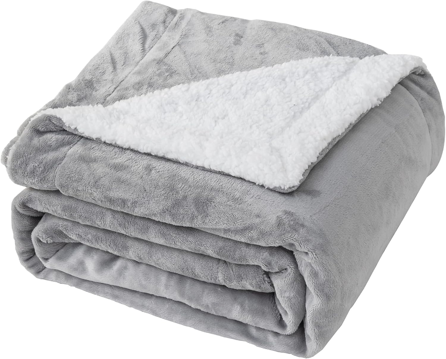 Good Nite Grey Blanket 150X200cm Reversible Sherpa Fleece Fluffy Polyester Throw Blanket Soft And Warm Bed Blankets For Home Life And Travel Machine Washable (,Double)
