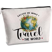 Travel Gifts for Women Makeup Bag International Travel Accessories Cosmetic Bags Flight Attendant Christmas Birthday Gift Zipper Pouch for People Who Love Travels