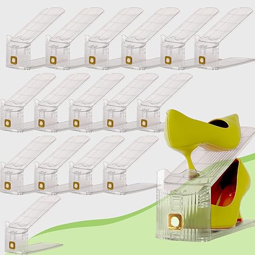 Miniatura 11 de Organizador transparente para zapatos, paquete de 36 ranuras ajustables para zapatos, organizador para armario, apiladores de zapatos transparentes,