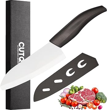 5.5" Japanese Ceramic Knife with Cover for Veges Fruit Proteins | Dishwasher Safe Metal-free Light Precise Sharp Ceramic Knife