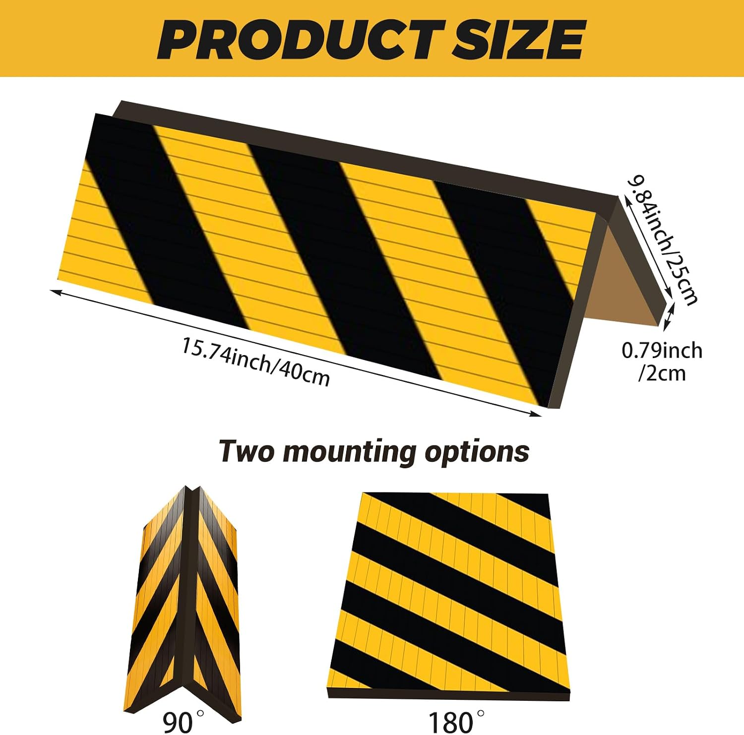 ASelected 4 Pack Garage Wall Protector Foam Corner Guards, 15.7"x9.8" Parking Bumpers for Cars, Reflective Black Yellow Edge Protector for Poles, Self-Adhesive EVA Wall Padding for Garage Parking