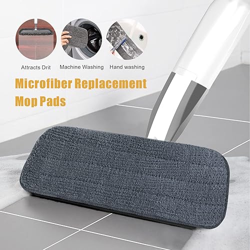 Miniatura 2 de Trapeador de pulverización para limpieza de suelos mopa húmeda de microfibra con 3 almohadillas lavables y botella recargable, trapeador plano con