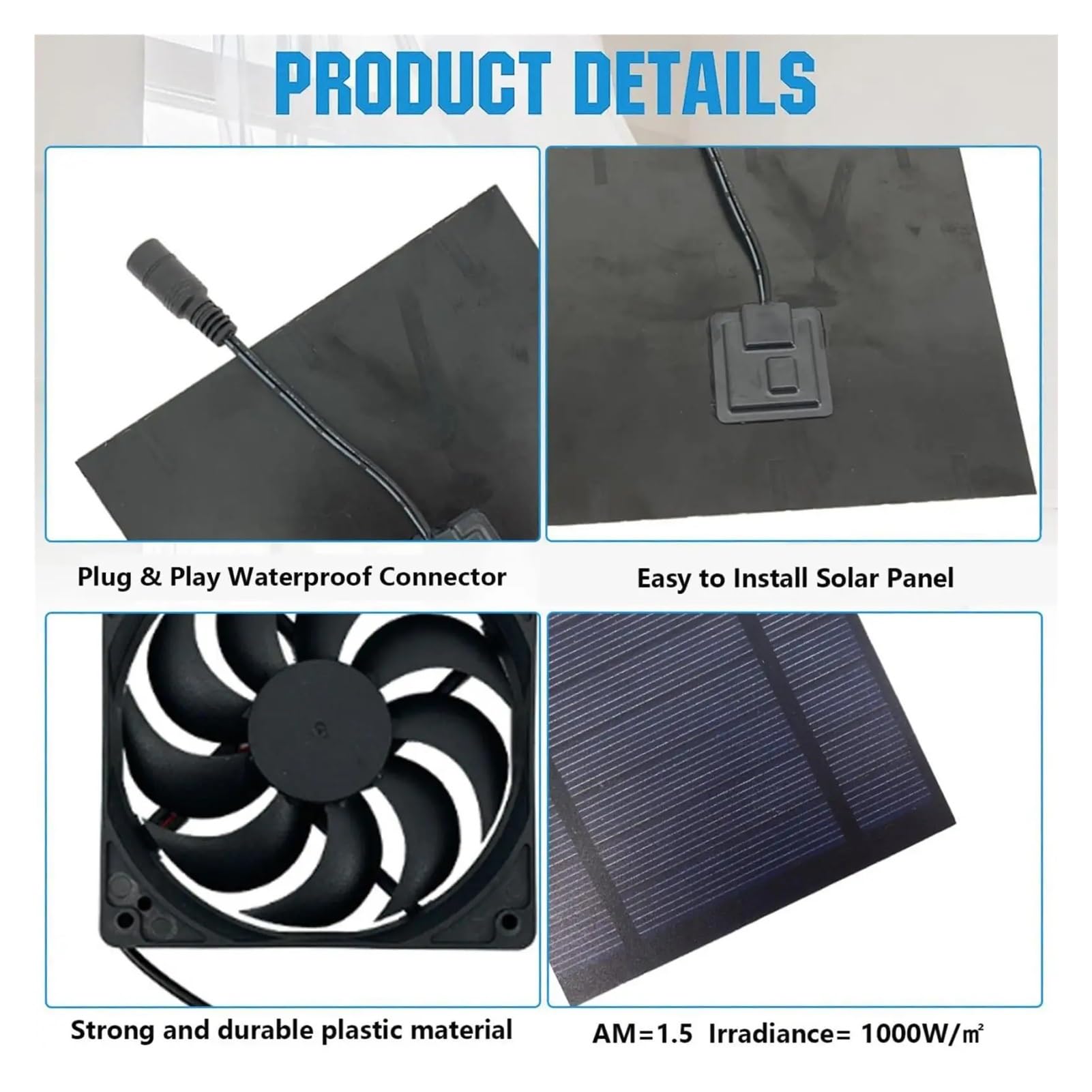 Estrattore Aria, Ventilatore Solare for Cuccia for Cani, Ventilatore Solare Impermeabile, Potente Dispositivo di Raffreddamento, Kit Versatile for l'estrazione Aria for Picnic