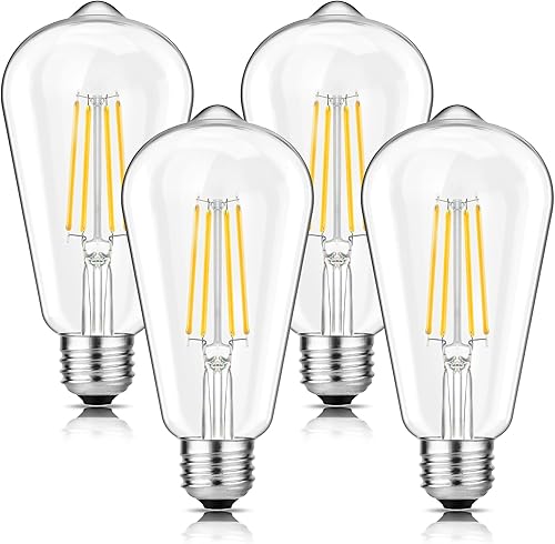 Miniatura 10 de Svater – Bombillas LED vintage con diseño Edison, 6 vatios equivalentes a 60 vatios, luz blanca neutra de alta luminosidad 4000K, bombillas de