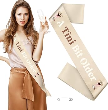 Xinnun a Tini Bit Older Birthday Sash for Women, Martini Party | Satin Martini Birthday Sash with Safety Pin for 21st, 30th, 40th and 50th Milestone Birthdays, Cocktail Party and Girls Night