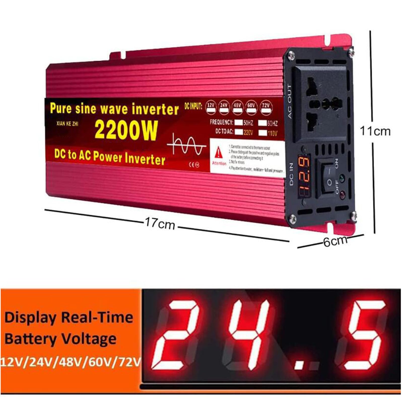 Przetwornica mocy Przetwornice czystej fali sinusoidalnej 1600 W 2200 W 3000 W Przetwornice DC 12 V/24 V/48 V/60 V na AC 110 V 220 V Transformator słoneczny