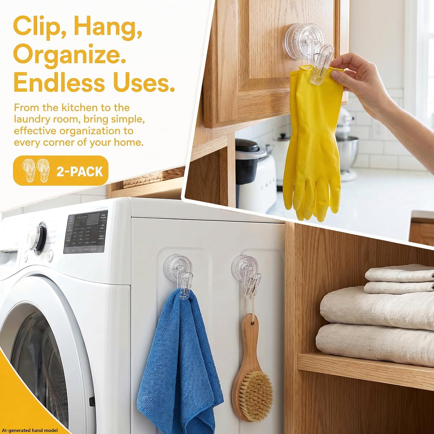 Dish Glove Holder Clip with Suction Cup, Removable No-Drill Kitchen Glove Hanger for Smooth Tile and Glass, Keeps Dishwashing Gloves and Cloths Off the Counter