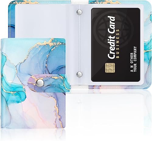 Miniatura 8 de Rouidr Soporte para tarjetas de crédito, cartera para tarjetas RFID para mujeres, organizador delgado de cuero para tarjetas de crédito con 96