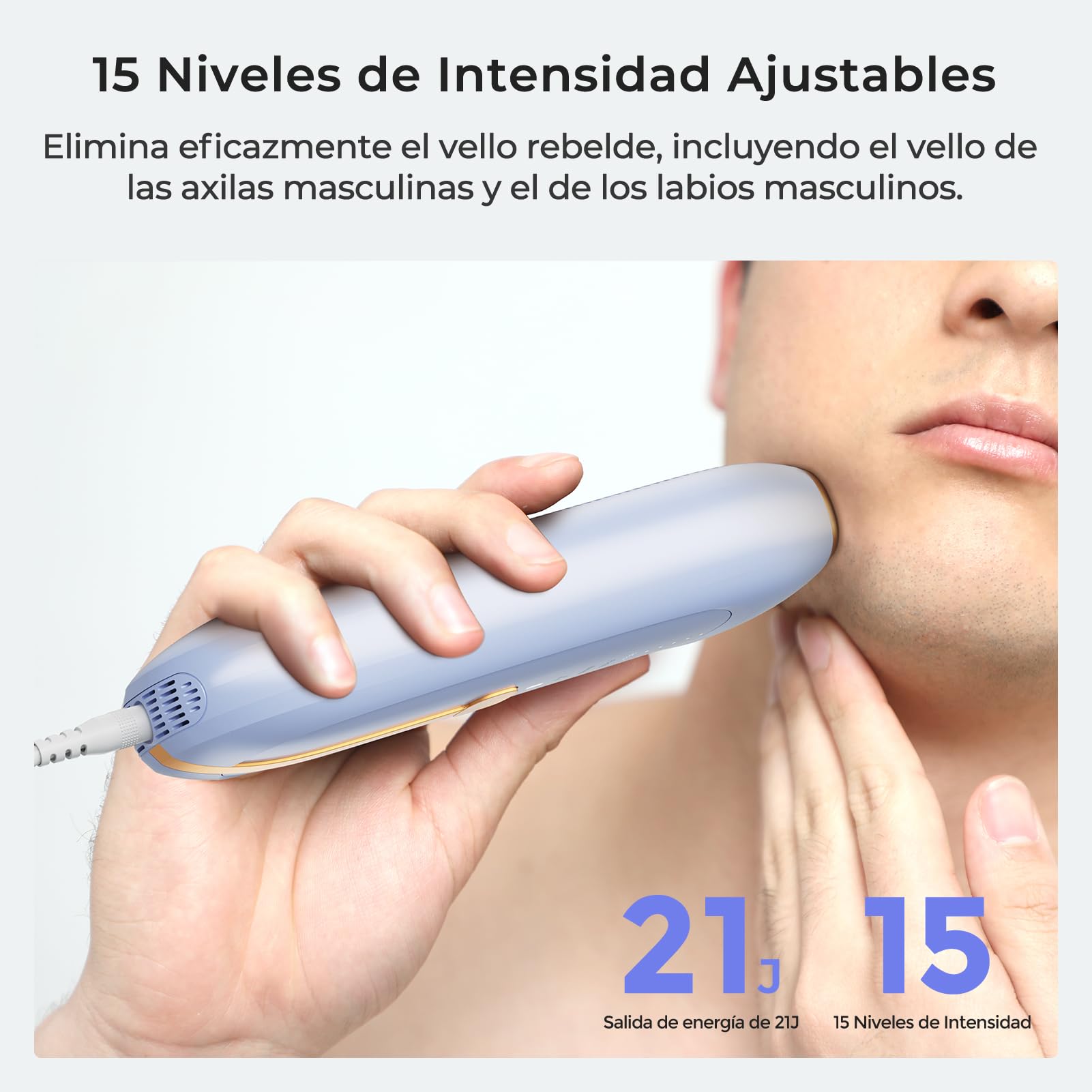 Depiladora Luz Pulsada, IPL Sapphire Indolora Depiladora Laser para Mujeres y Hombres, Con Funda, Enfriamiento Efecto Hielo, para Piernas, Bikini, Axilas, Cara, Cuerpo
