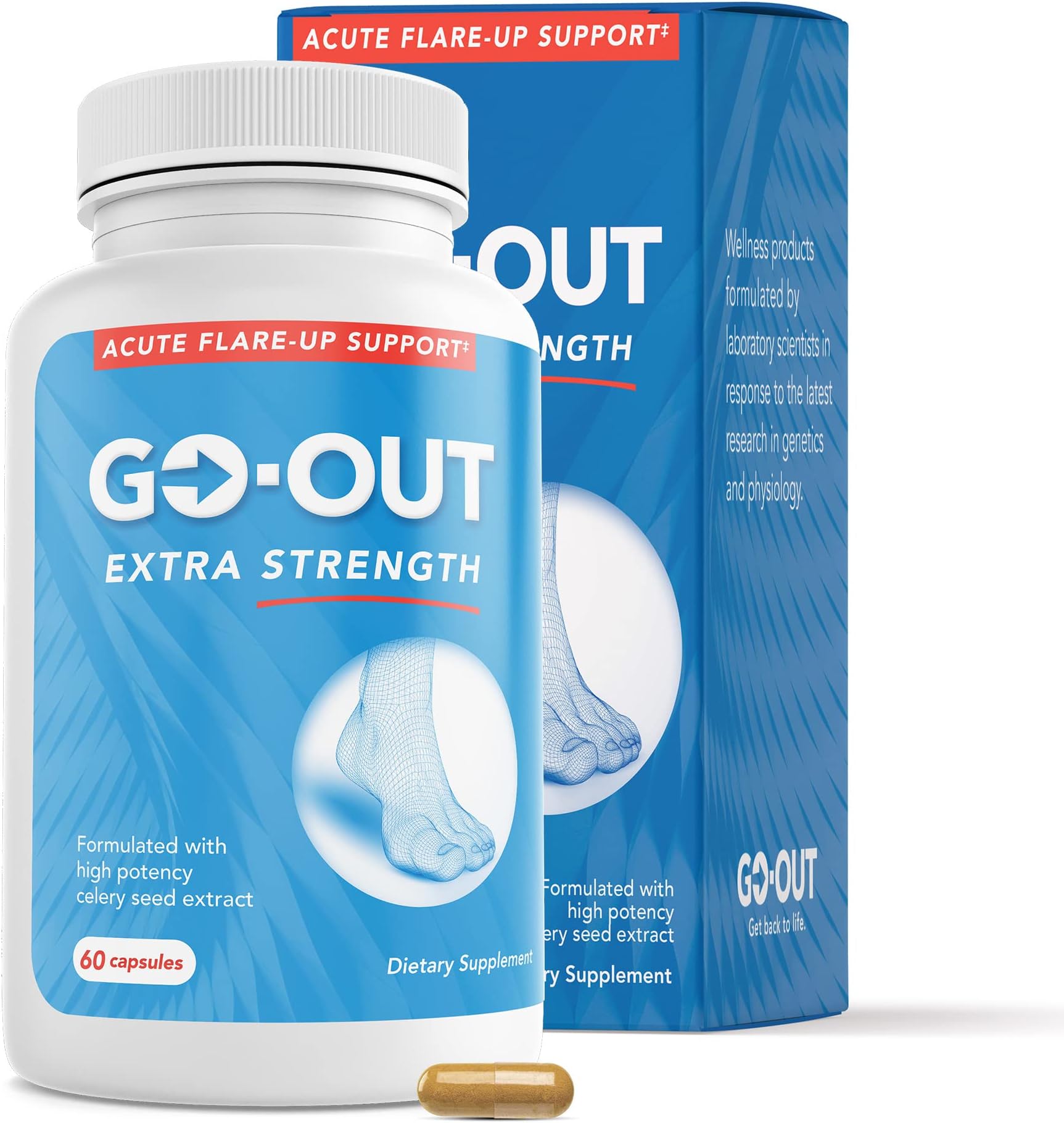 Go Out - Extra Strength Support - Uric Acid Balance with Tart Cherry, Celery Seed, Turmeric - Non-GMO, Gluten-Free - 60 Caps