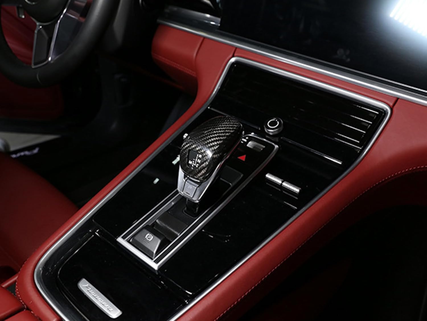 Zorratin Carbon Fiber Gear Shifter Knob Cover Shell Sporty Trim Decal for Porsche 971 Panamera 2017-2024