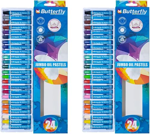 Butterfly Jumbo Hexagon 24 Shades Oil Pastels (Pack of 2)
