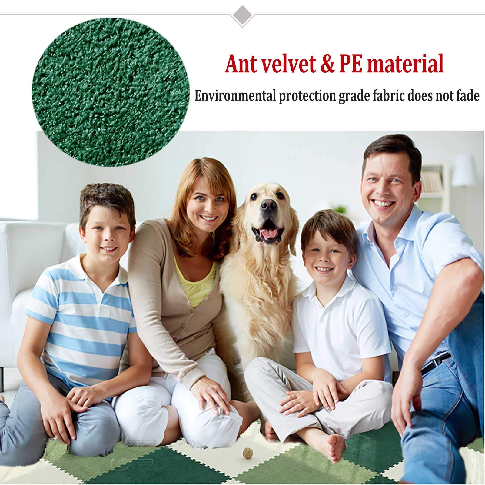 Tappetino Puzzle in Schiuma Eva, Tappetino Gioco in Schiuma Ad Incastro Adatto per Area Giochi per Bambini Camera Letto Soggiorno Palestra - Arredamento per Casa,Beige+Blue+Dark Blue,24