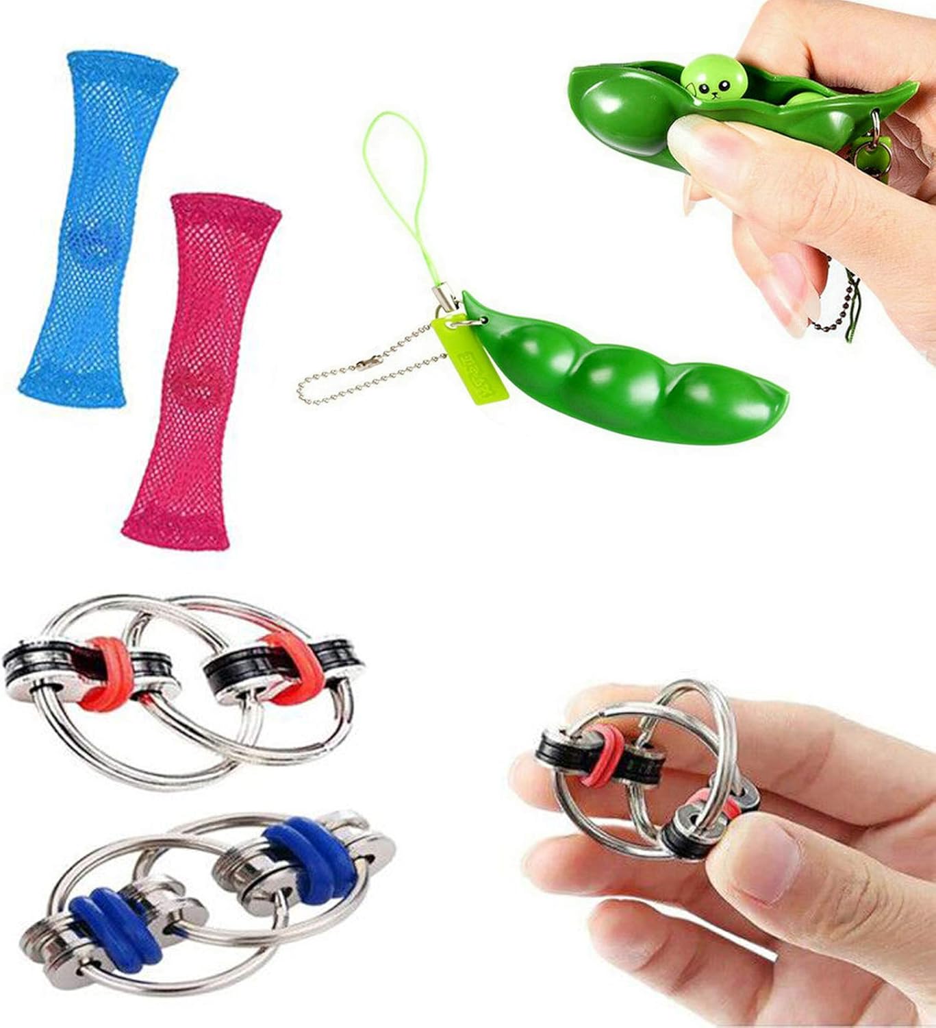 Buy ZCOINS 6 Pieces Silent Fidget Toys Flippy Chain, Pea Pod and Marble