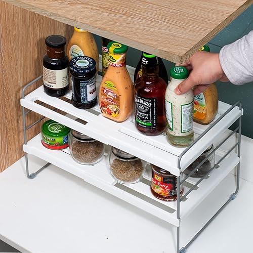 Miniatura 7 de Paquete de 2 organizadores y almacenamiento de despensa, organizador de papel de aluminio expandible y plástico, organizador ajustable de envoltura