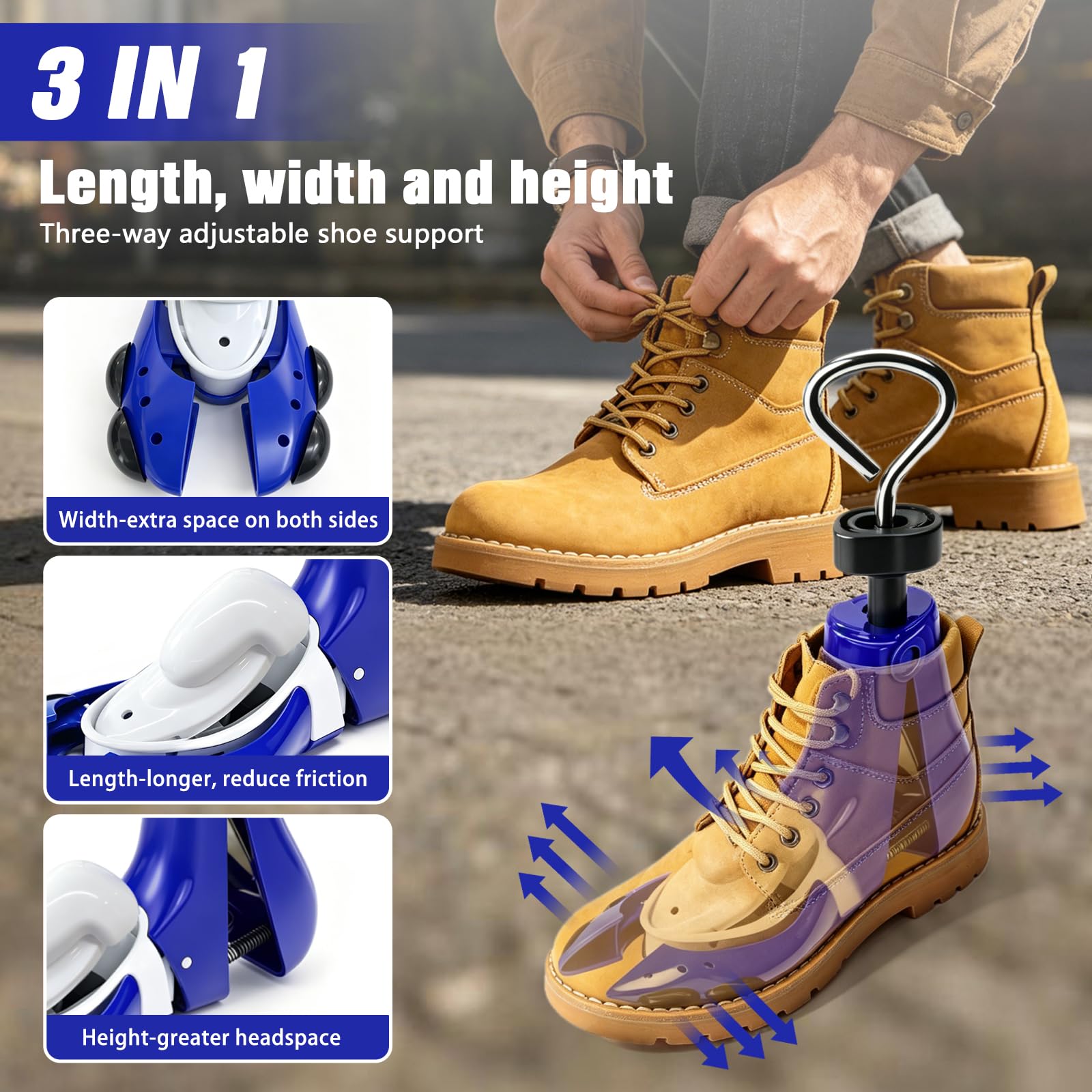 Camilla de zapatos para hombre y mujer, longitud y ancho ajustables para pies anchos, mujeres y hombres