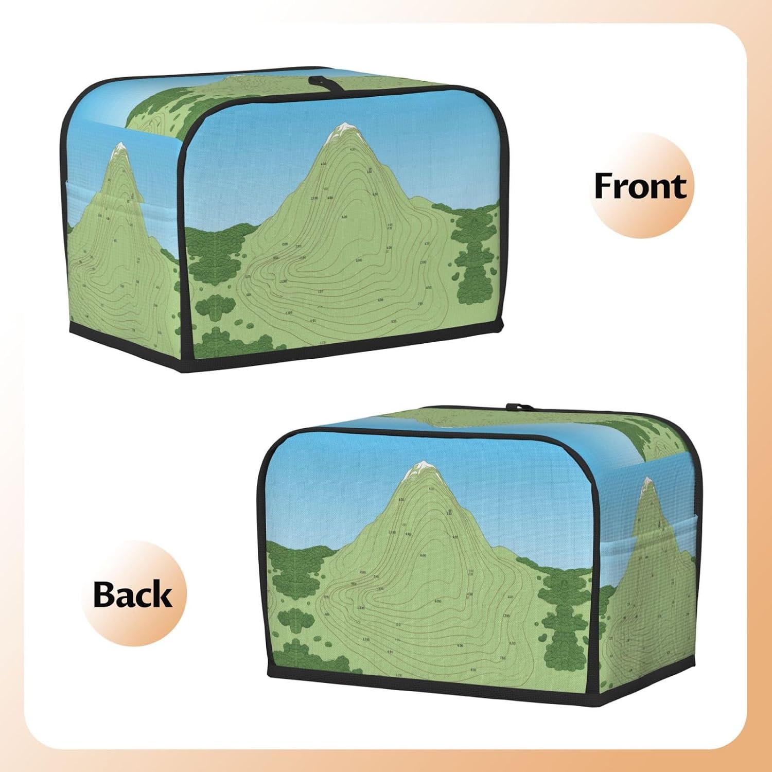 contour line Toaster Cover 2 Slice, Waterproof Bread Machine Covers with Pockets Universal Size Kitchen Small Appliance Cover with Handle, Dust and Fingerprint Protection