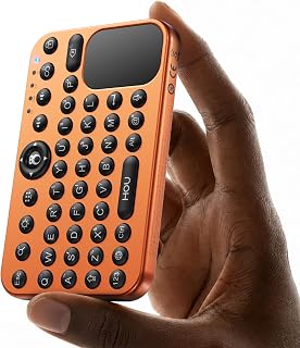 HOU Orange Magnetic Mini Keyboard with touchpad & 7-Color Backlight, Bluetooth Supports 3-Device Switching, Portable Magnetic Design, Compatible with Phones, Tablets, laptops, desktops and smart TVs