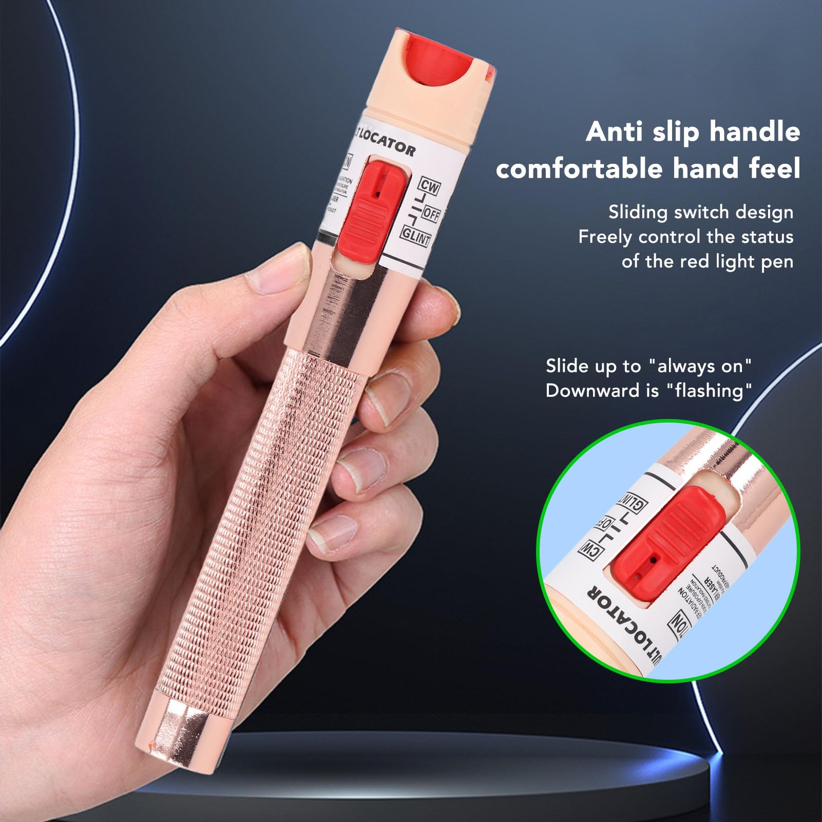 Stylo de Localisation Visuelle des Défauts, Testeur de Câble à Fibre Optique à Lumière Rouge VFL 50 MW 50 Km, Longueur D'onde 650 Nm ± 10 Nm, Détecteur Visuel Universel de