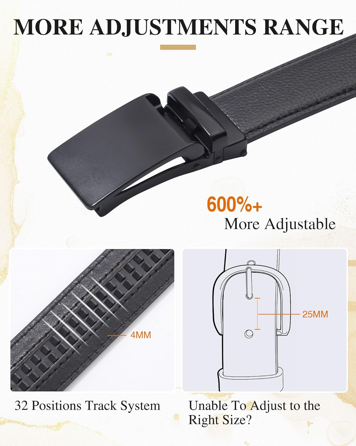 AWAYTR Boys Dress Ratchet Belt - Kid Leather Belt with Metal Buckle for Youth Teen Boys - Image 3