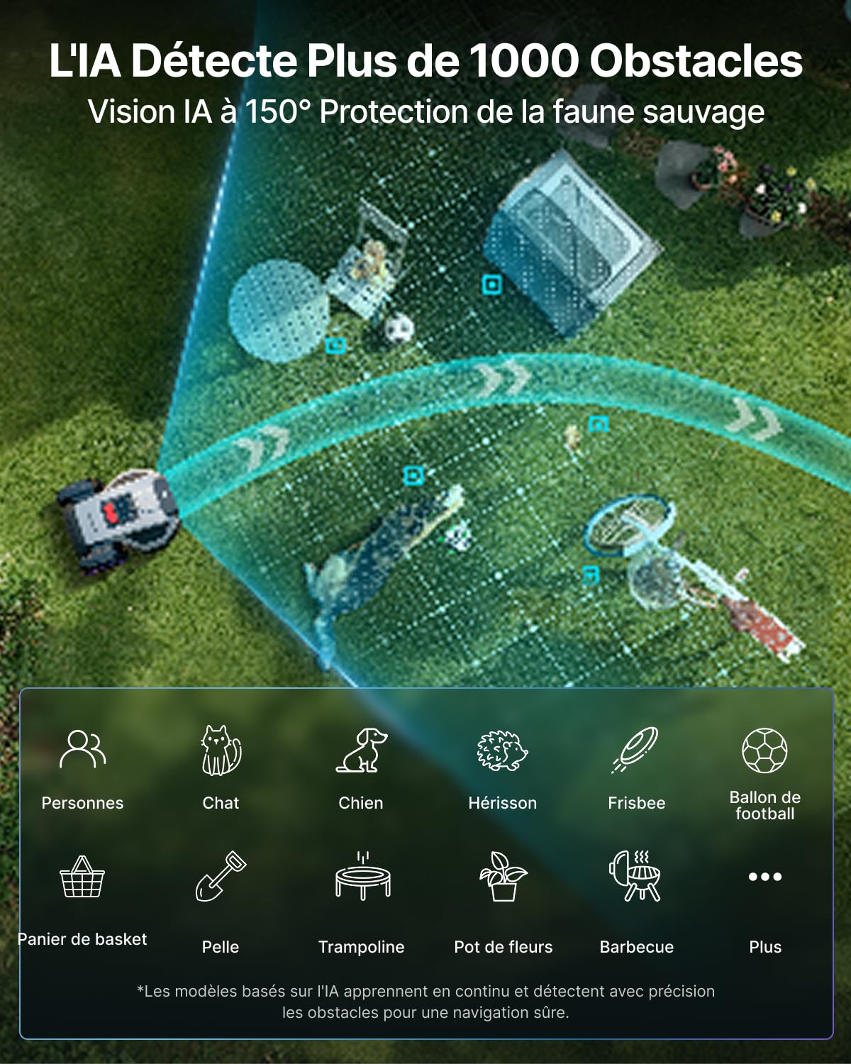 ANTHBOT Robot Tondeuse sans Fil Périphérique M9, 900-1000 m², Navigation RTK et Double Vision, évitement d'obstacles IA, Contrôle par Application