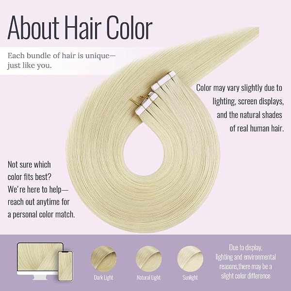 Extensiones adhesivas Fshine de cabello humano rubio platino para un volumen y longitud naturales.