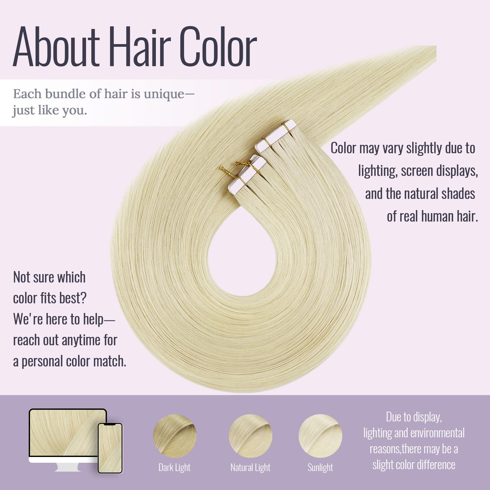Extensiones adhesivas Fshine de cabello humano rubio platino para un volumen y longitud naturales.