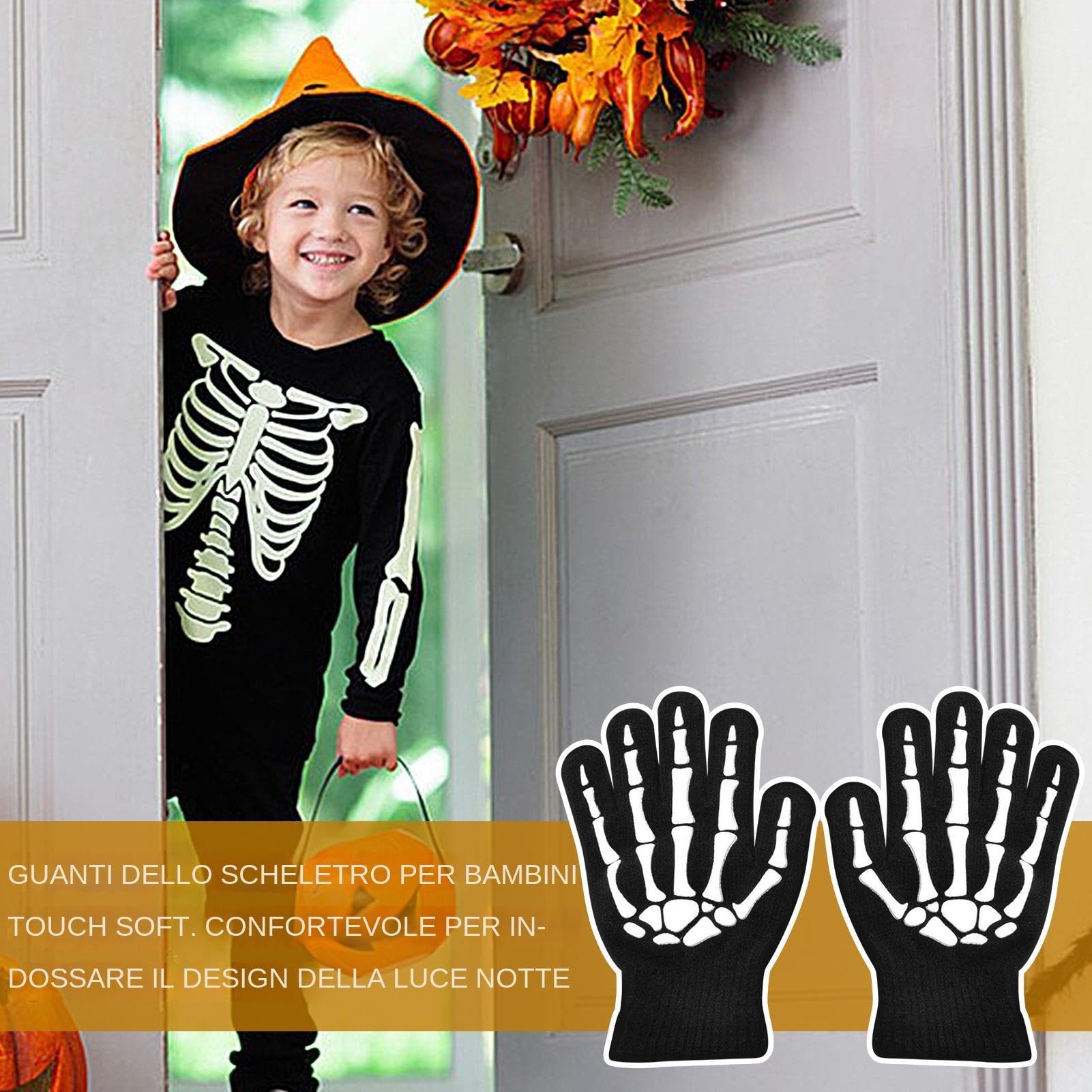 Rękawiczki z czaszką, dziecięce rękawiczki z czaszką - świecące w ciemności Halloween rękawiczki z czaszką na całe palce | Halloween ciepłe rękawiczki z czaszką do biegania, ćwiczeń, wędrówek
