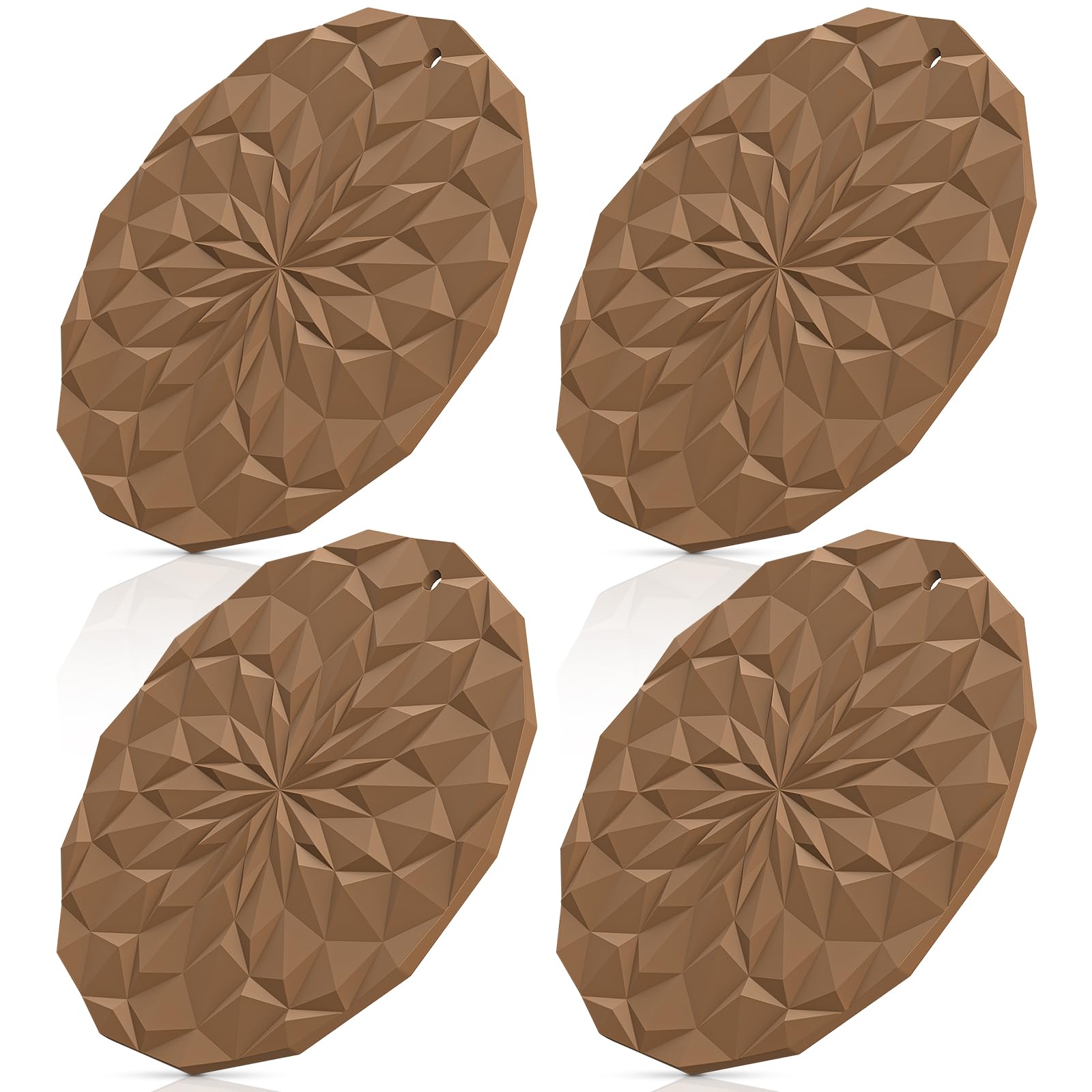 STLIAN Silicone Trivet Mats - 4 Pack Pot Holders - 18.8cm Thickened Hot Pads for Hot pots, Pans and Dishes, Heat Resistant Silicone Trivet for Table and Counter Top Coffee