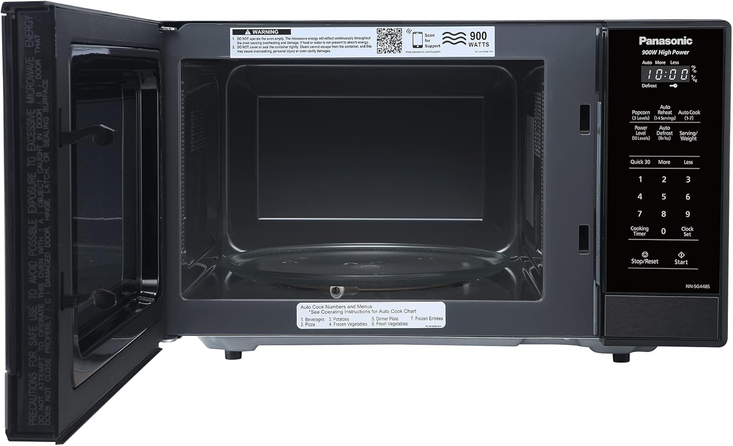 Diagram showing the dimensions of the Panasonic NNSG448S microwave oven