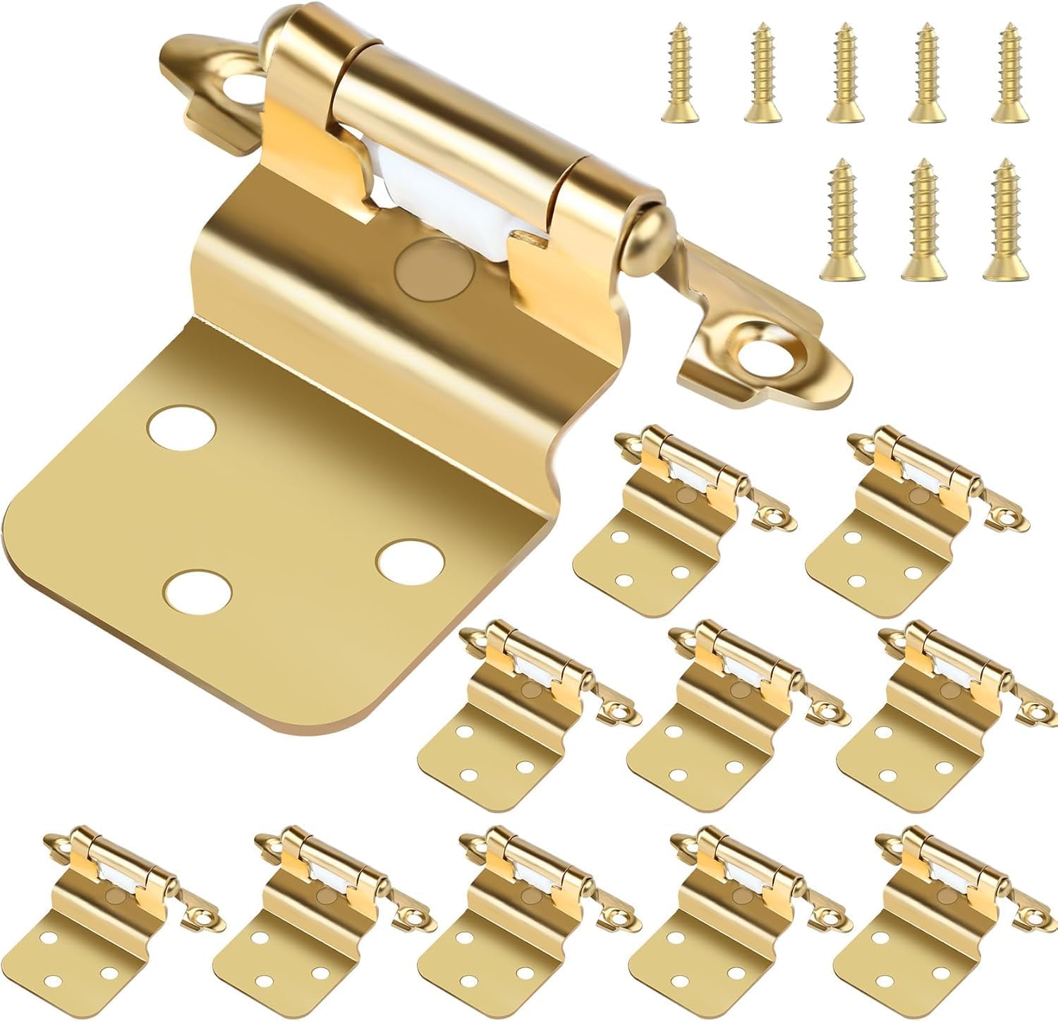 3/8 Inch Inset Gold Cabinet Hinges, 25 Pair (Pack of 50) Cabinet Hinge, Self Closing Cabinet Hinges for Furniture Cabinet Doors, Complete with Screws (30)