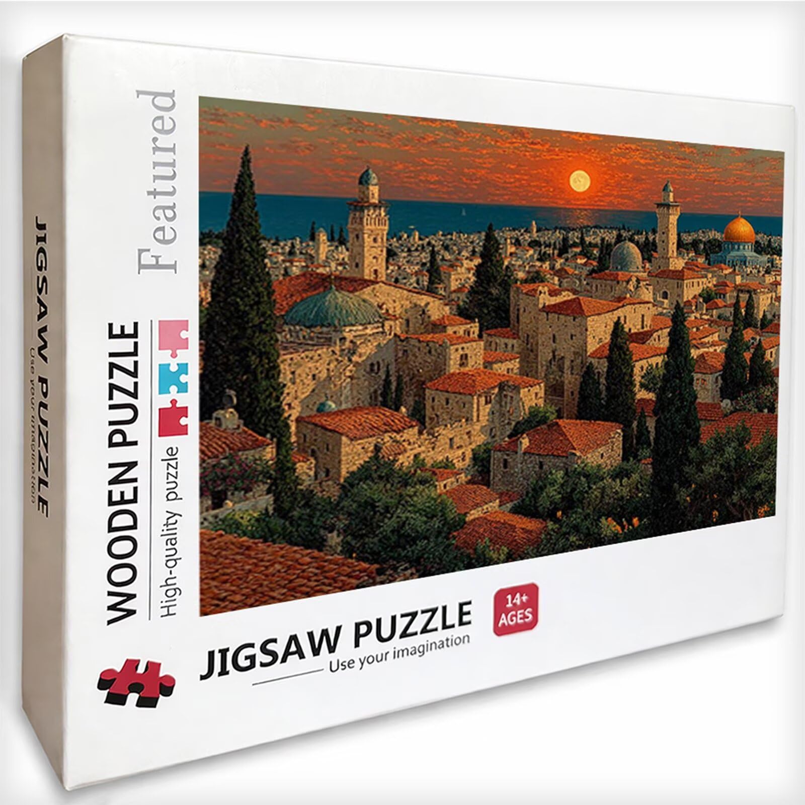 Puzzle Sunset 2000 sztuk dla dorosłych, architektura drewnianych puzzli z pudełkiem 99 x 70 cm, pomysł na prezent dla mężczyzn i kobiet, zabawa dla dorosłych, do gier rodzinnych, gier wyzwań