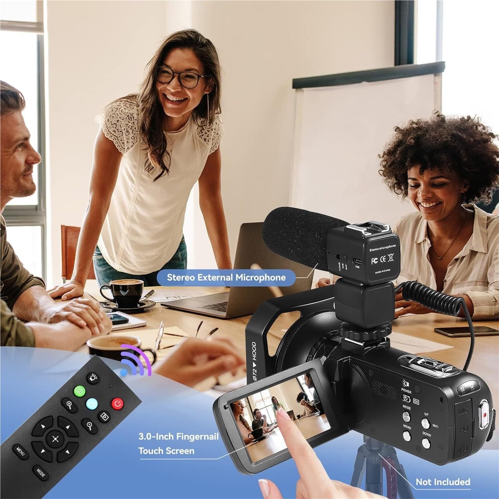 Videocamera 4K con zoom digitale 18X, fotocamera for vlogging da 48 MP for YouTube, touchscreen IPS ruotabile a 270° 3,0 pollici, microfono Leggero