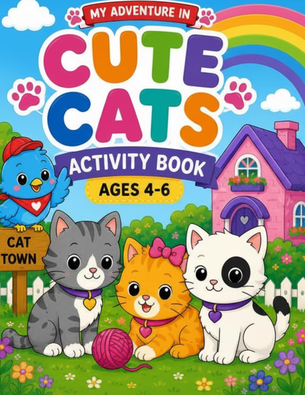 Cute Cats Activity Book: Fun Coloring, Mazes, Matching, Counting, Tracing, Spot the Difference, Hidden Objects & Learning Activities for Kids Ages 4-6