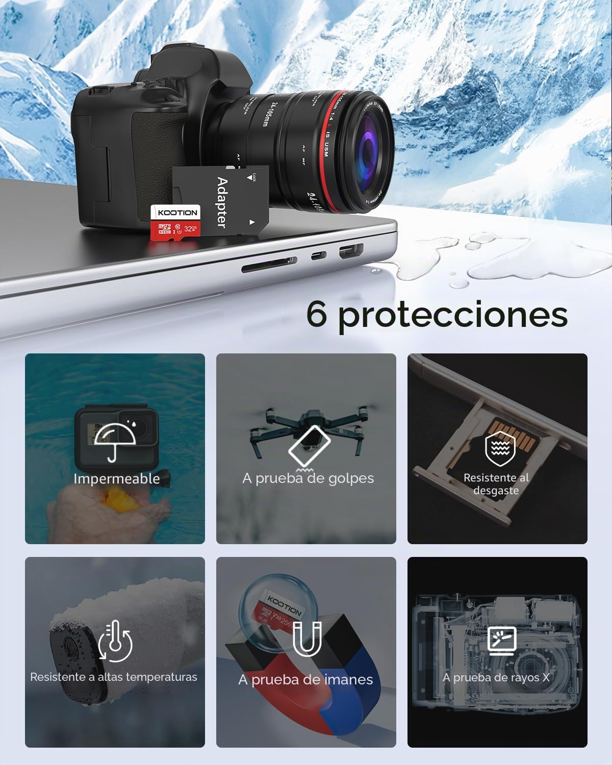 KOOTION Micro SD 32GB Clase 10 Tarjeta Memoria MicroSDHC（U1 y A1） 32 Giga Memory Card 32G 2 Pack con Adaptador para Telefonos,Cámara,Gopro,Alta Velocidad de Lectura hasta 80 MB/s