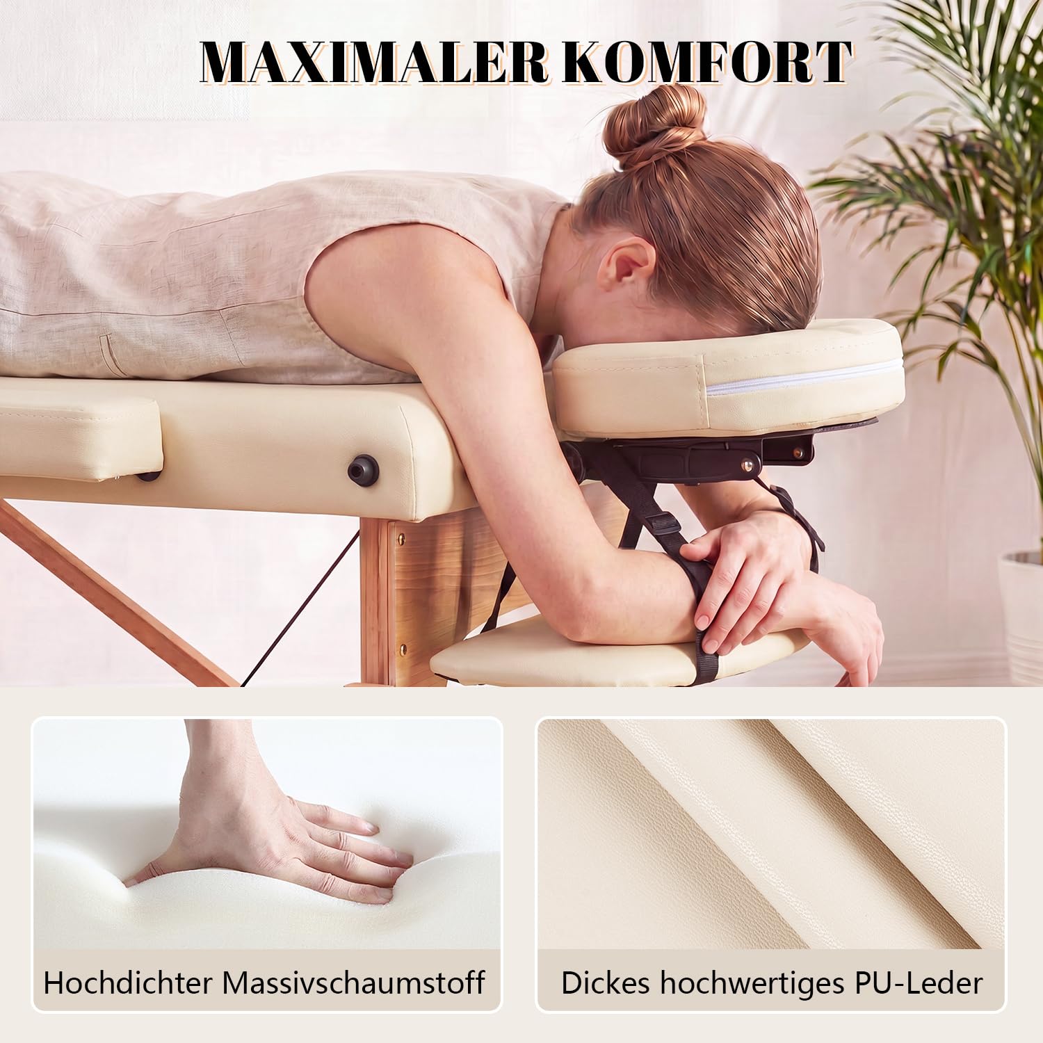 Kidol & Shellder® Cama de masaje 60 cm, składana, pojemność 250 kg, 9 cm, acolchado, bolso de transporte, cierre double, Blanco