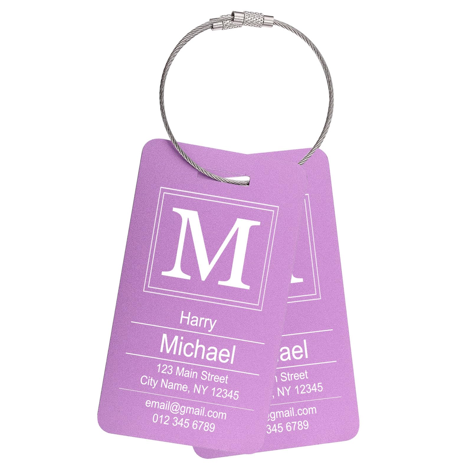 INBLUE Personalized Luggage Tags for Suitcases with Engraved Text/Name Travel Bag Tags for Luggage 1-4 Packs Aluminum Tag for Suitcase Travel