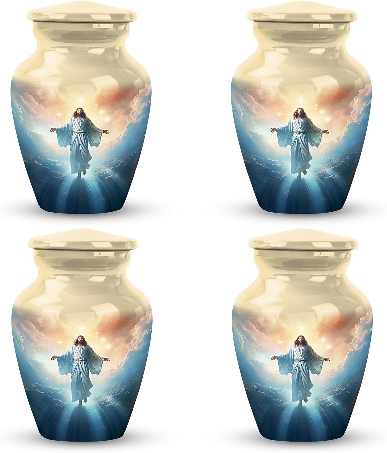 The Beacon of Hope in Heavenly Skies, Small Urns for Human Ashes, Decorative Urn, Mini Keepsake Funeral Urn, Urn Keepsakes for Ashes, Funeral Urns Small 3''_Pack of 4
