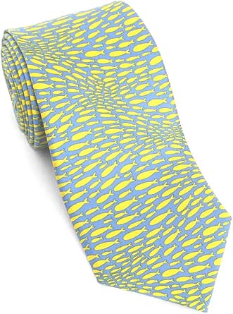 Cravate En Soie Italienne Rayée – Couleurs Panna, Jaune, Bleu – Fabrication Artisanale