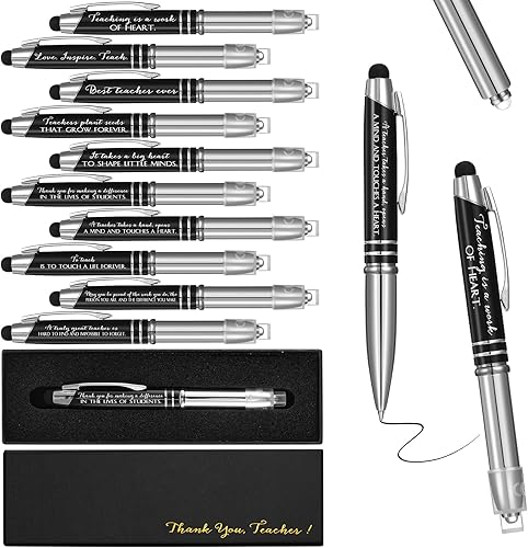 Miniatura 8 de 10 bolígrafos de agradecimiento a los empleados, bolígrafo de agradecimiento a granel con luz LED con 10 cajas de regalo, bolígrafo de tinta negra