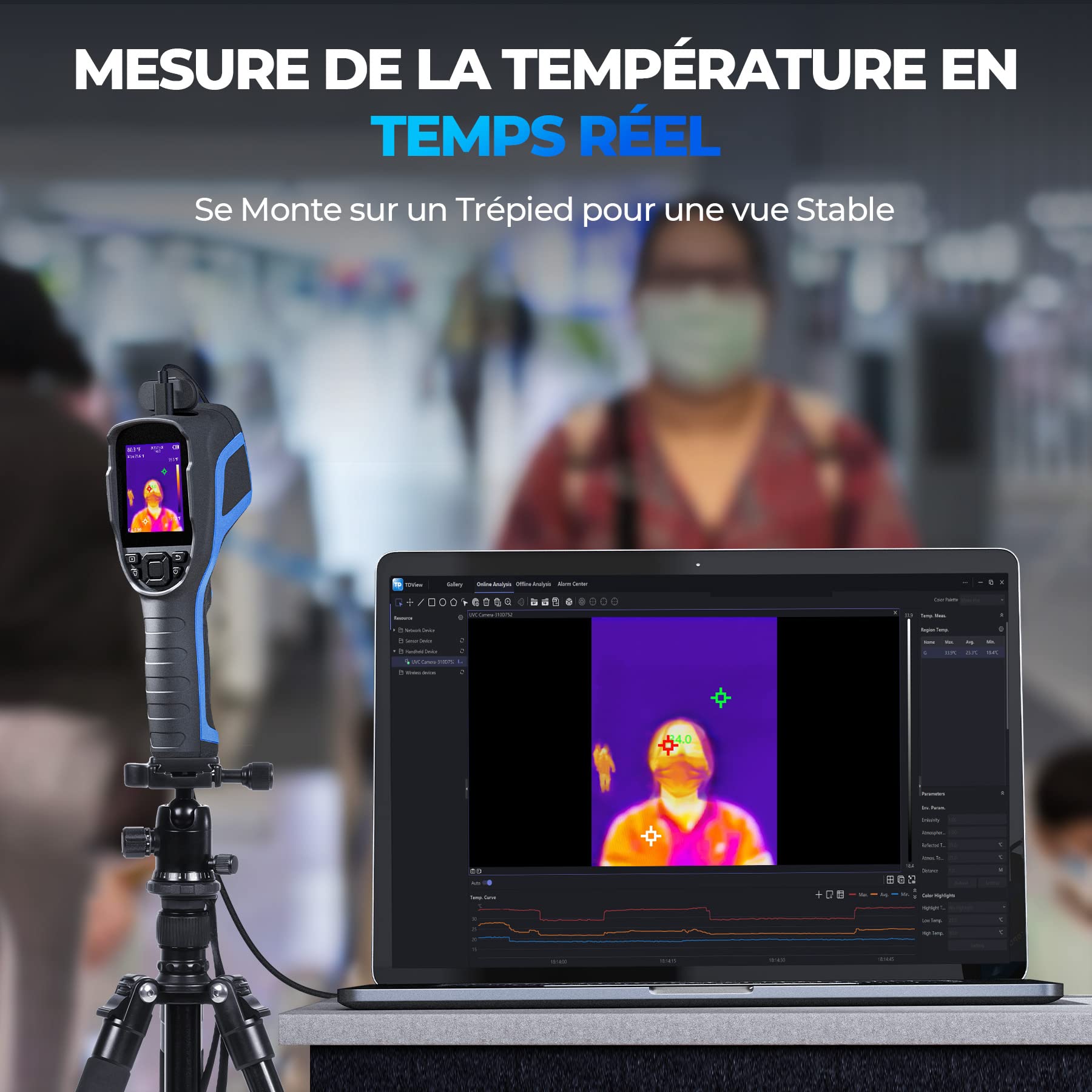 TOPDON TC004 Caméra Thermique Infrarouge, 320x240 TISR Résolution Imageur Thermique, 12 Heures d'Autonomie Camera Infrarouge avec 16G Mémoire, Analyse PC, Enregistrement Vidéo, -20℃ à 350℃