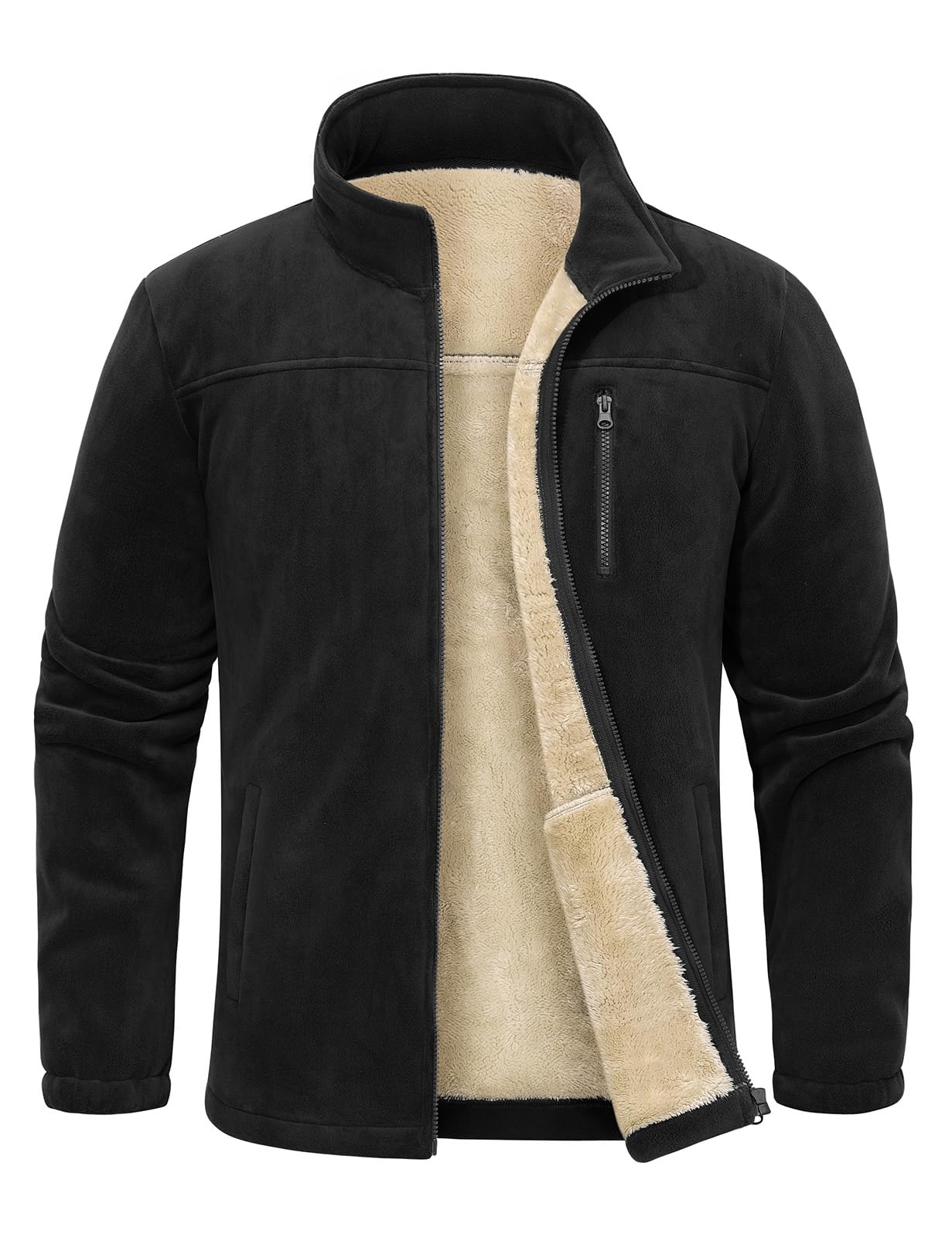 TOMEEK Veste Polaire Homme Hiver Fleece Jacket Full Zippé Chaude Manteau Hommes Blousons avec Poches sans Capuche de Randonnée Travail Epaisse Thermique Blouson