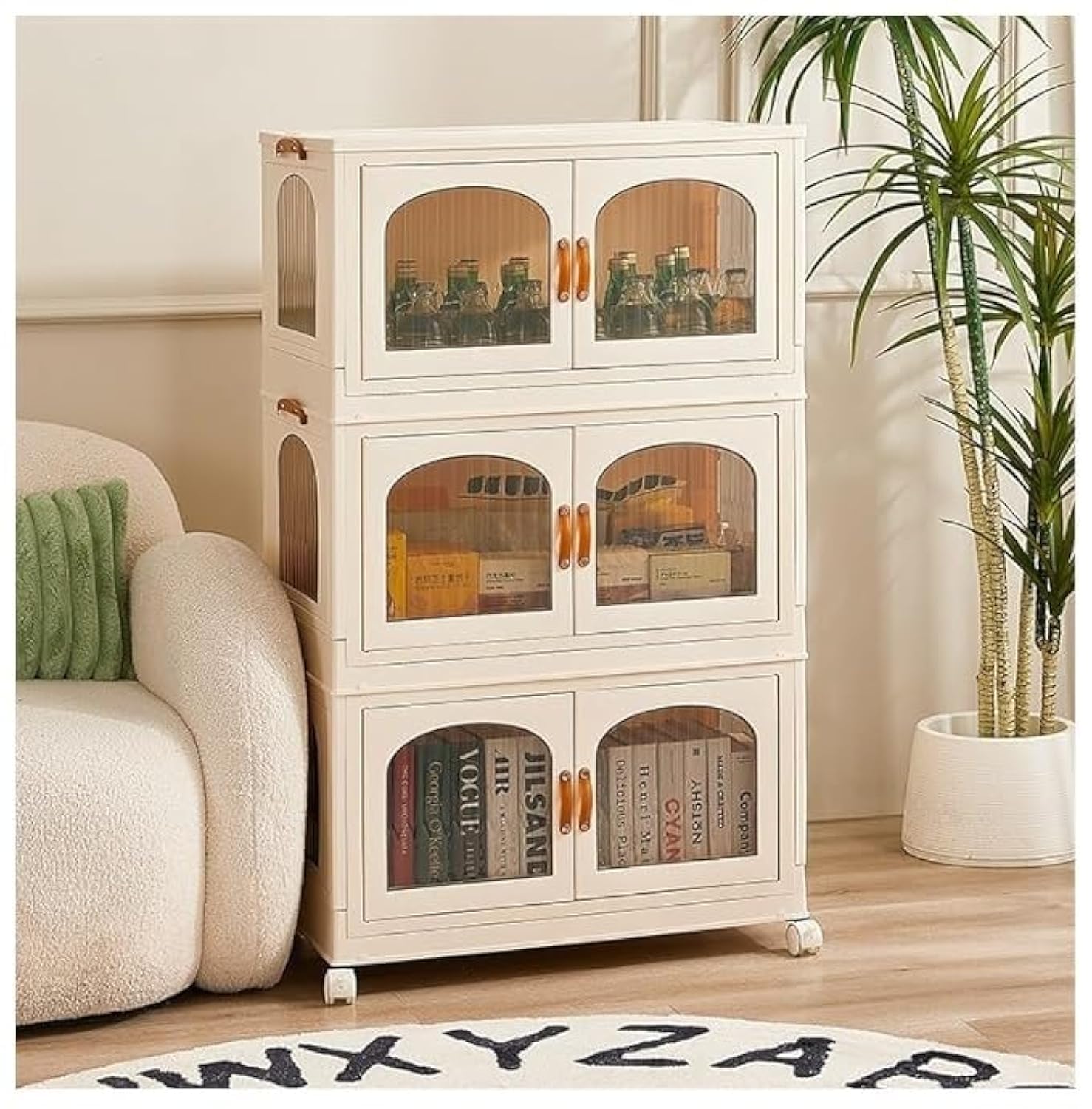 TAPIT Portable Closet Wardrobe Foldable Clothes Organizer Kids Closet Wardrobe Collapsible Plastic Baby Clothes Cabinet Bedroom Nursery Armoire Clothing Storage with Clear Doors (Extra Large)