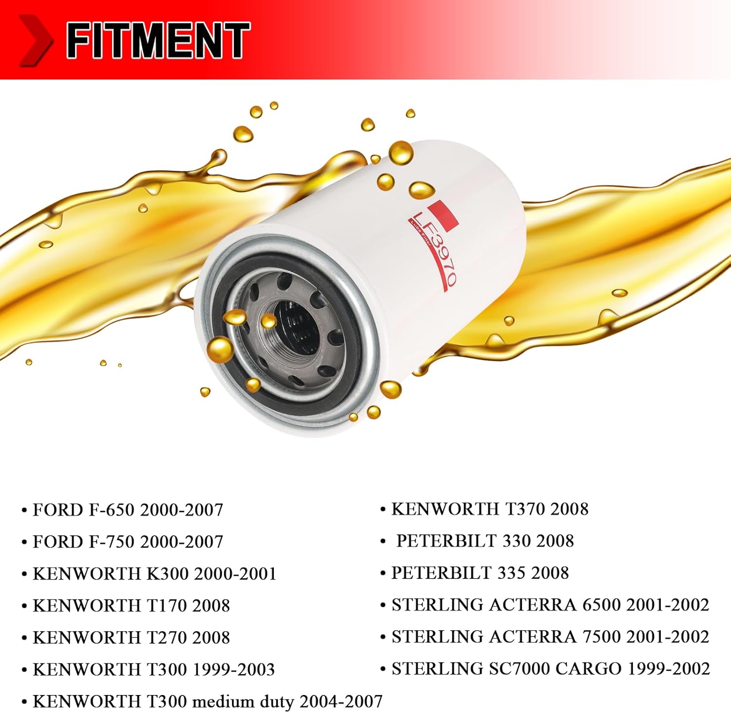 LF3970 Lube Filter Oil Filter Fit for Cummins QSB 5.9L 6.7L, ISB Engine Ford Freightliner Kenworth Peterbilt, Replaces #3937736, 5404947, 14406393, Pack of 2