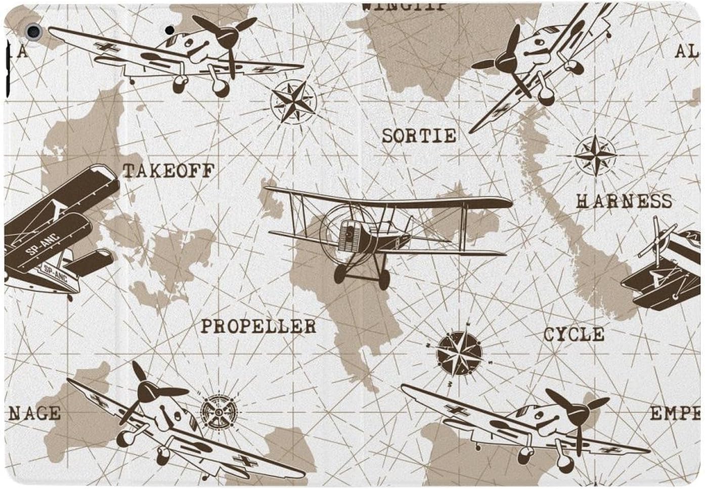 Vintage Air Route World Map Tablet Case Compatible with ipad 2019/2020/2021(10.2in) TPU Protective Case Auto Sleep/Wake Cover, style
