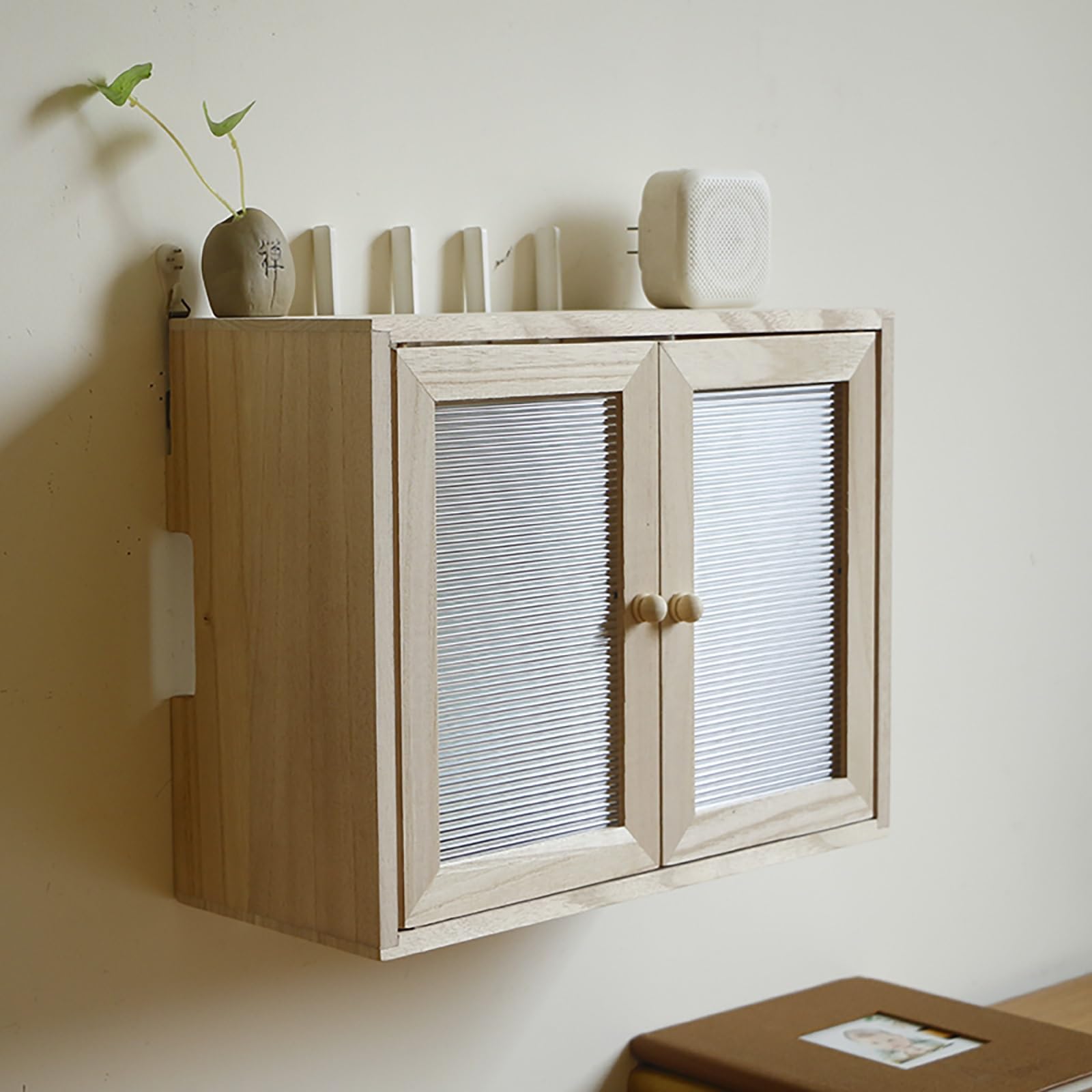 Étagère murale en bois massif pour routeur WiFi - Armoire cachée pour bureau et maison