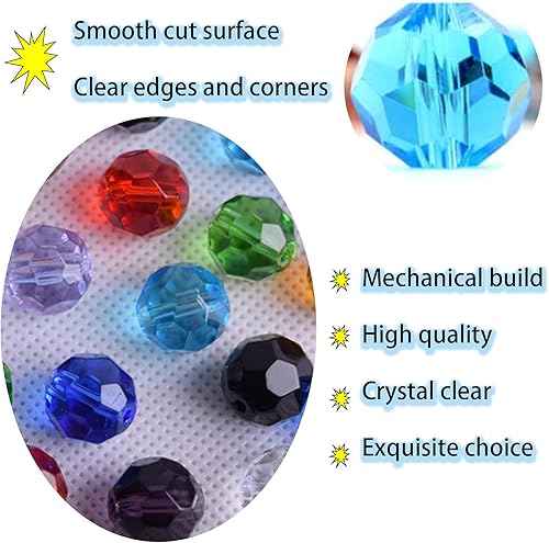 Miniatura 2 de FAMLEAF 100 cuentas de cristal de 0.236 pulgadas, cuentas redondas de vidrio, cuentas de vidrio facetadas, cuentas de cristal facetadas a granel,