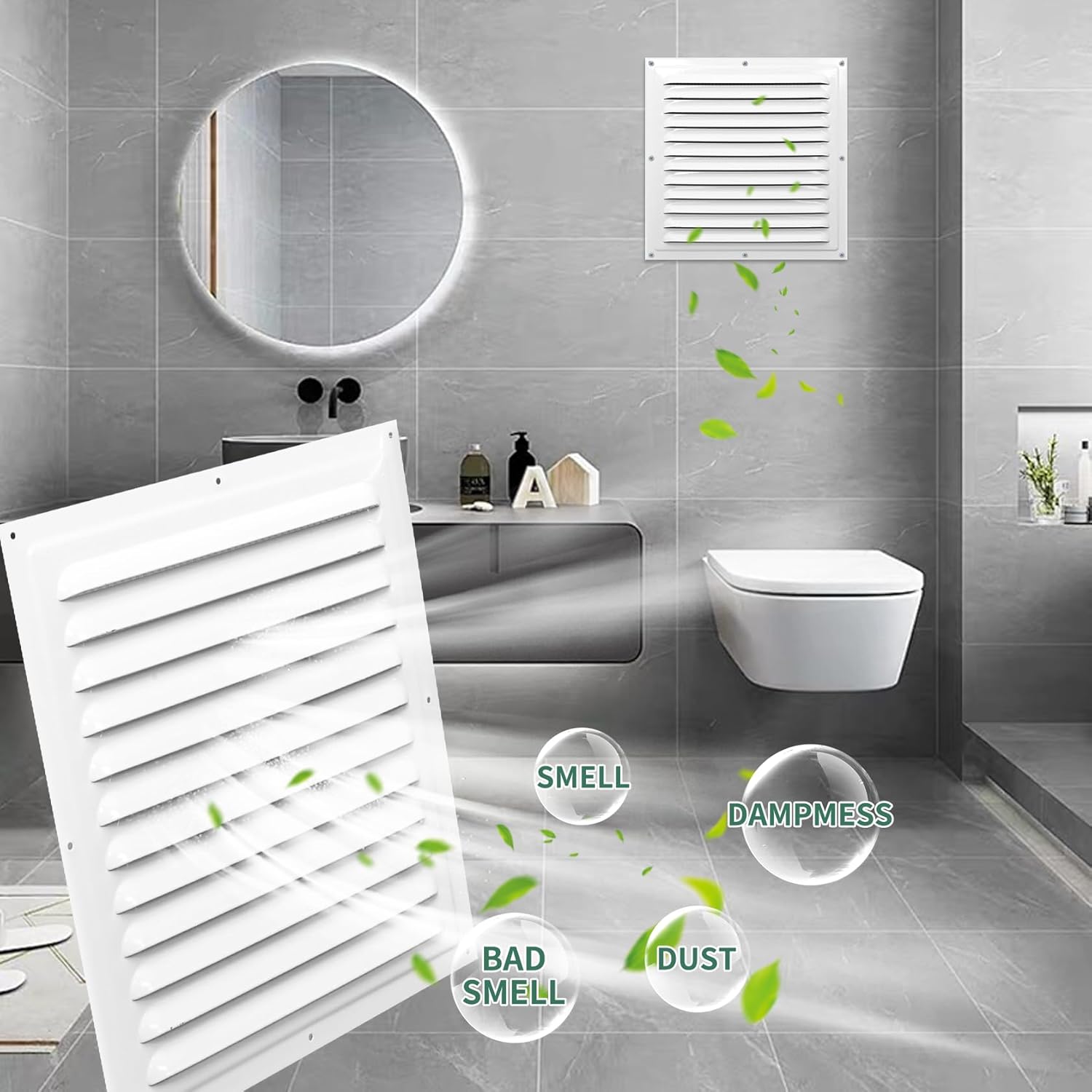 3Pcs 12"x12" Aluminum Gable Vents Attic Vents Metal Gable Wall Shed Vent with Screw and Screen Mesh, Square Return Louver Grille for Ventilation Exterior Door House Attic Garage Ceiling White