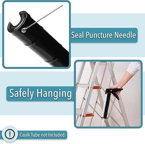 Miniatura 3 de Bates - Pistola de calafateo de silicona, relación de empuje 10:1, pistolas de calafateo manuales, sin goteo