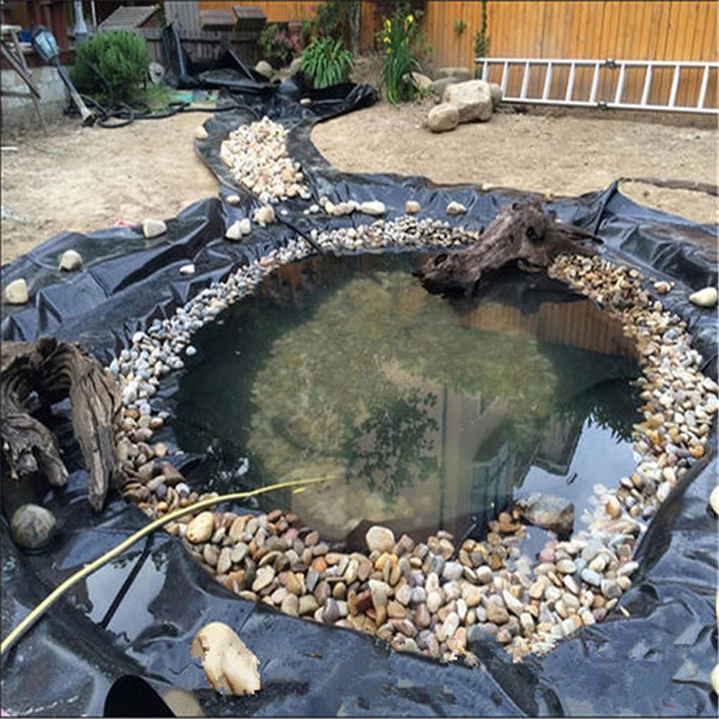 Teichfolien Fisch und Pflanzenfreundlich Teichfolie Schwarz Teichplane Dicke 0.2mm Teichmembran Fountain Teichleiner Teichhäute Liner Wasserdichtes Futter Tuch Für Garten,Schwimmteich (2×9m)